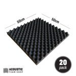50cm Square Acoustic Foam Panels (egg crate) – 20 Pack – 1