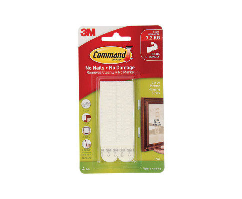  MMM17206C  Command Picture Hanging Strips - Large - White - 4  Pack